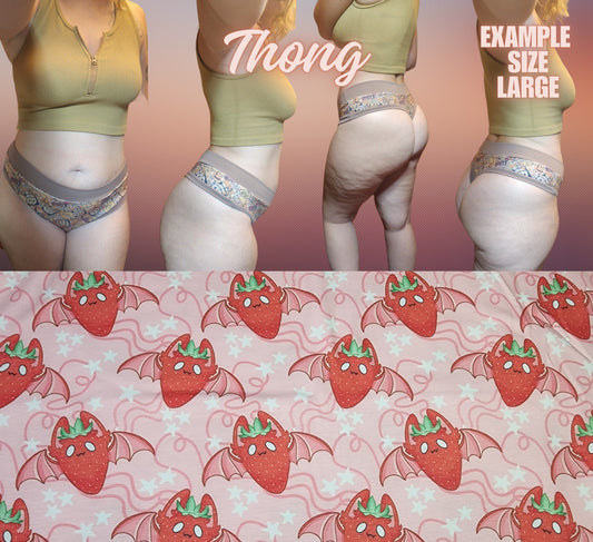 Strawberry Fruit Bat | Thondlewear Thong | Elastic or Knit Bands