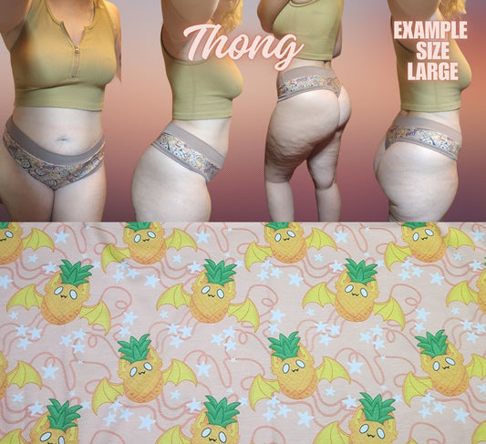 Pineapple Fruit Bat | Thondlewear Thong | Elastic or Knit Bands