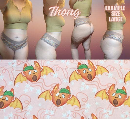 Peach Fruit Bat | Thondlewear Thong | Elastic or Knit Bands