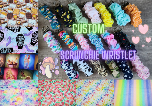 Custom Scrunchie Wristlet Key Fob | 3 Adult Sizes | Toddler Size |