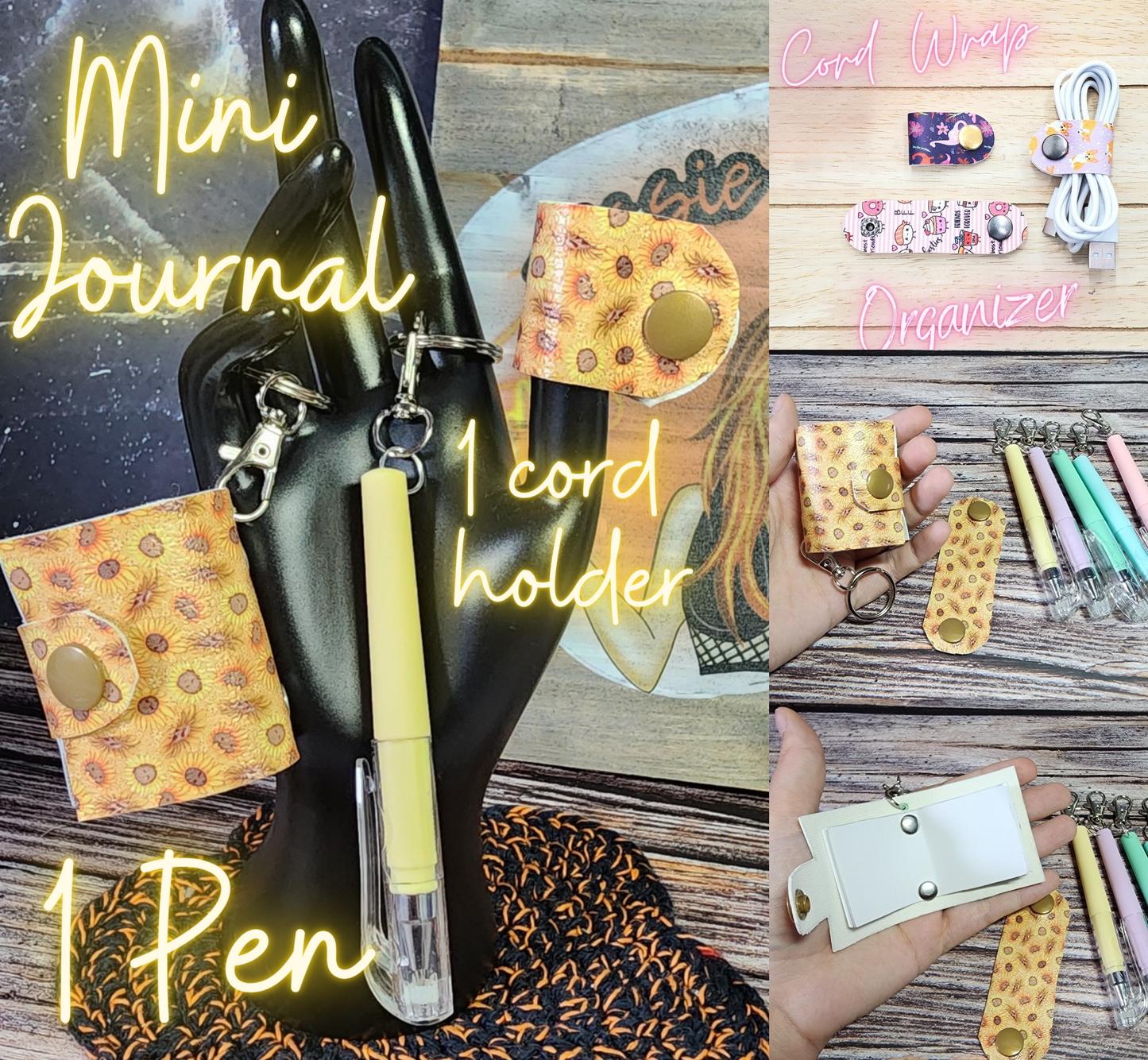 Semi Custom | Mini Journal Keychain + Pen Keychain + Cord Organizer