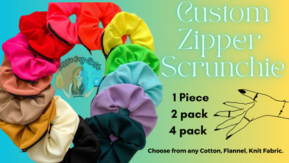 Custom Zipper Scrunchie | Choose from 1 pc, 2 pack, 4 pack |