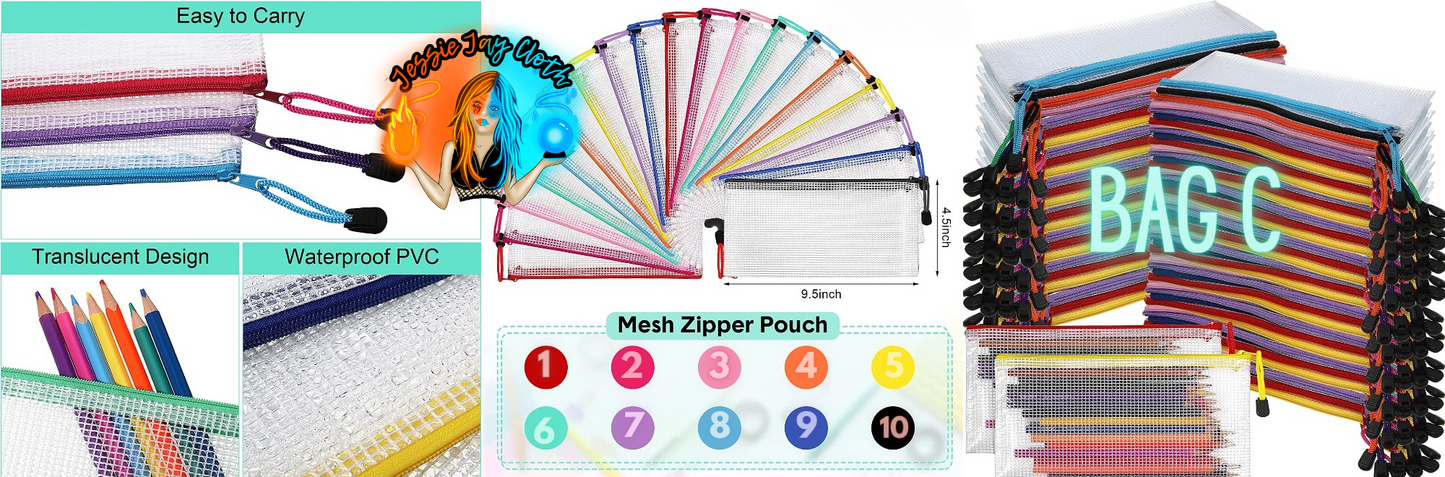 Translucent Mesh Lined Bag | Wet bag | Choose your color | 9.5 inch x 4.5 inch | Add on