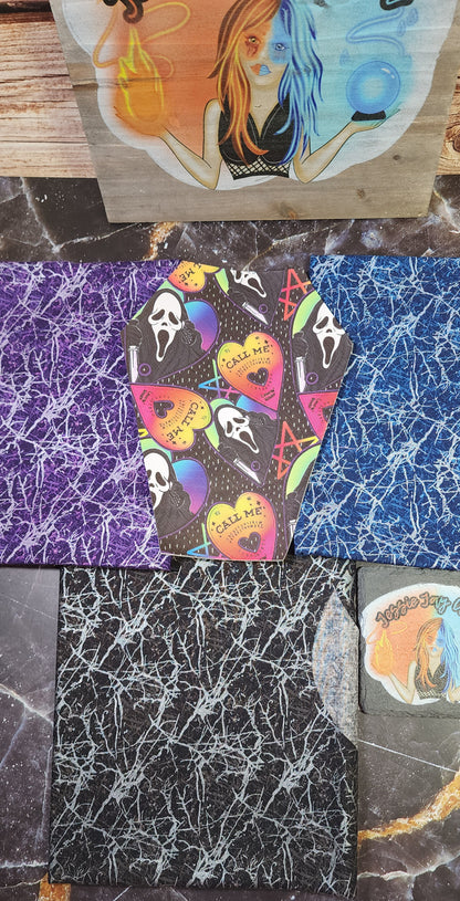 CUSTOM | Ghost Face Rainbow Coffin Wristlet Clutch | Vinyl & Cotton Pouch | Optional Add on's | Bag, Wallet, Purse