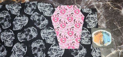 CUSTOM | Self Defense Skulls, Coffin Wristlet Clutch | Vinyl & Cotton Pouch | Optional Add on's | Bag, Wallet, Purse