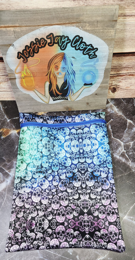 10" x 14" Ombre Rainbow Skulls Wet bag | Optional Add on Handle