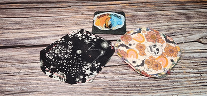 Black & White Celestial, Galaxy 6 inch | Pre-Cut Serged Panty Liner | Choose Flannel or Fleece Backing