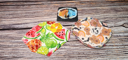 Watercolor Fruit 6 inch | Pre-Cut Serged Panty Liner | Choose Flannel or Fleece Backing