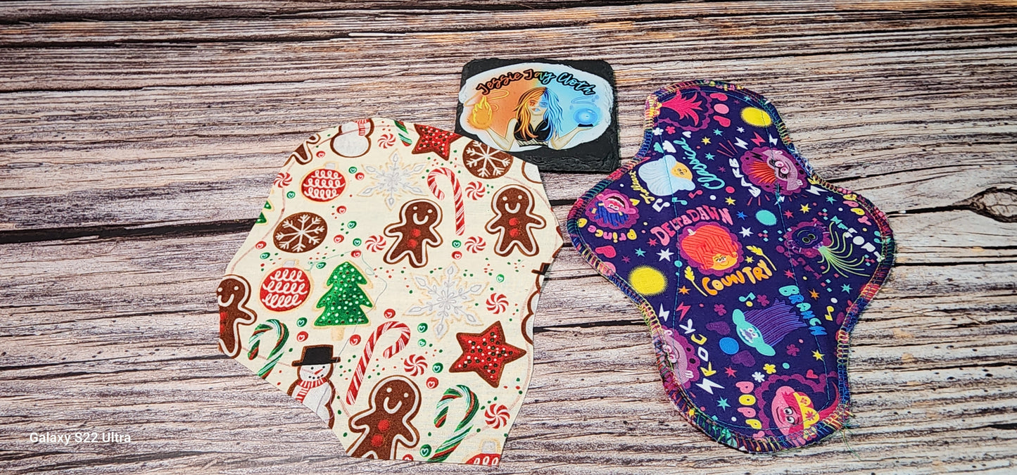 Christmas, Gingerbread Cookie 8 inch | Pre-Cut Serged Panty Liner | Choose Flannel or Fleece Backing