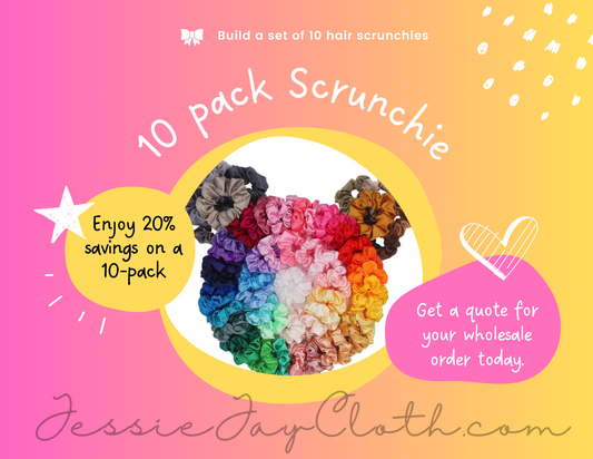 Custom 10 Pack Hair Scrunchie | Over 20% off, NO Coupons allowed |
