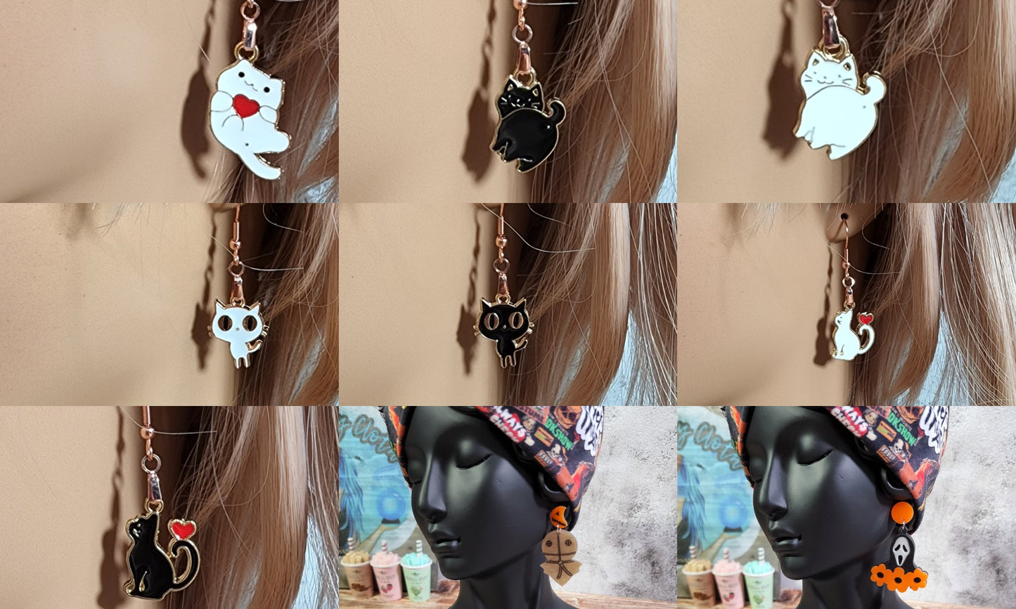 1-2 Scoops of Cute Kawaii or Spooky Earrings | 200+ variations Stud, dangles, drop dangles |