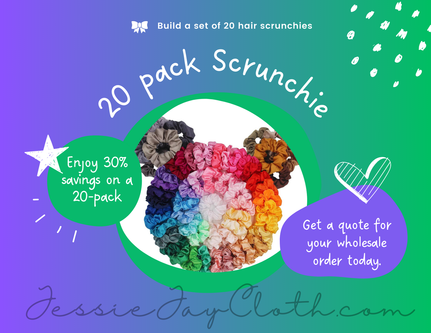 Custom 20 Pack Hair Scrunchie | Over 30% off, NO Coupons allowed |