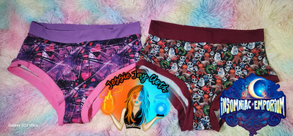 Grunge Hearts, Black, Purple | Bunzies Underwear | Choose Briefs, Booty, or Super Booty