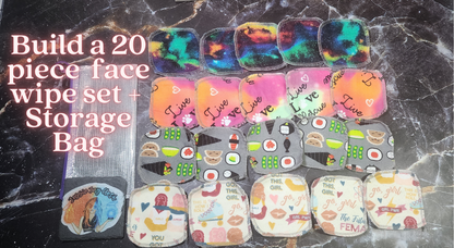 CUSTOM | Build your own 20 Piece Face Wipe Set | Storage Bag Included | 25% off Normal Pricing!