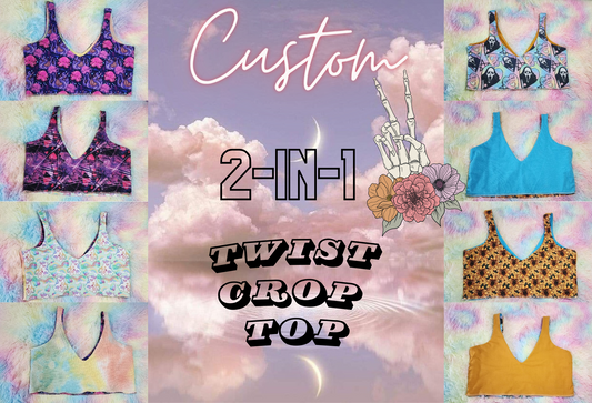 CUSTOM 2-in-1 Twist Crop Top | Your Style, Your Way! Can be worn 2 ways & Reversible