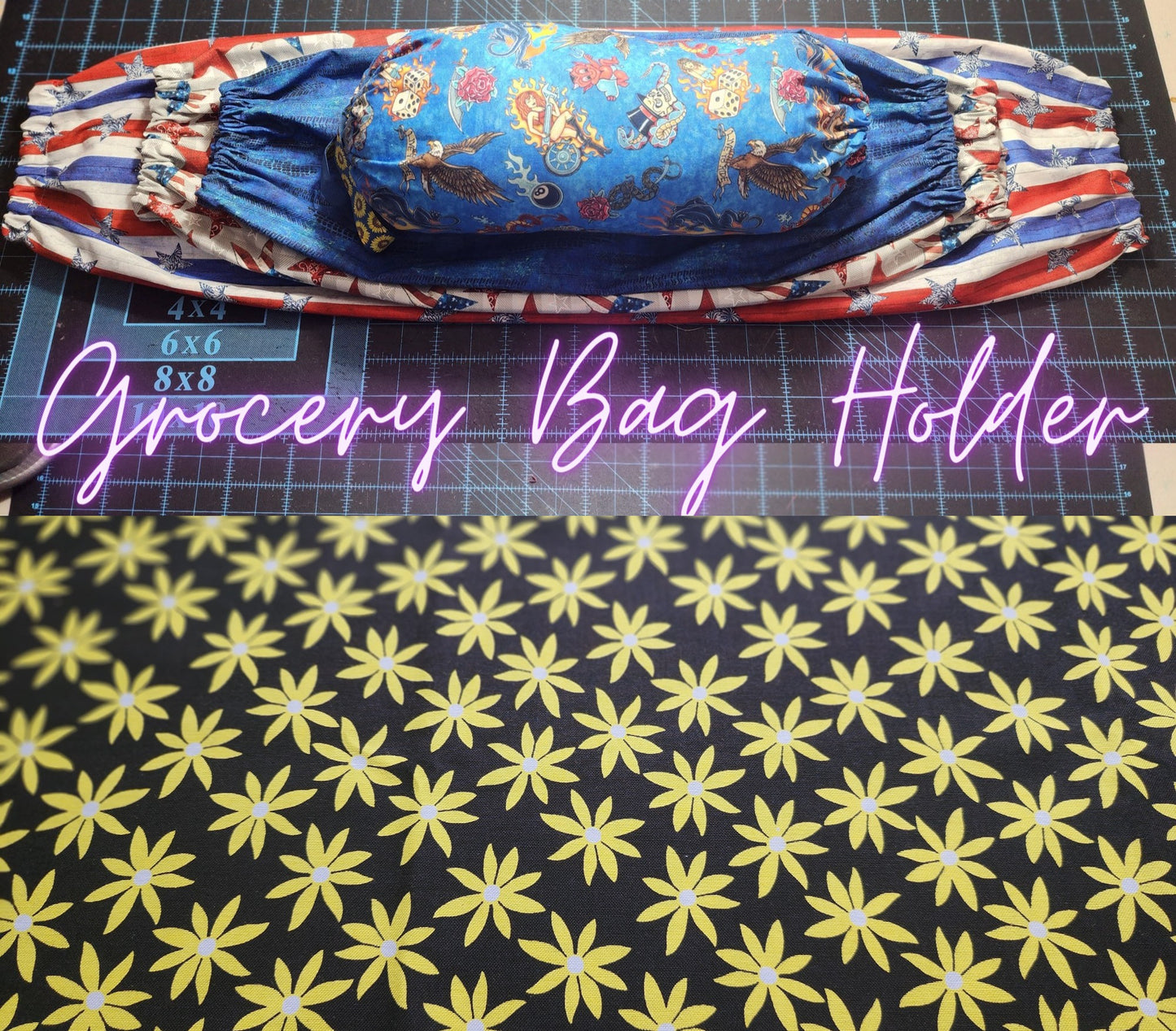 Yellow Daisies, SMALL Grocery Bag Holder | Pre-cut just needs sewn together