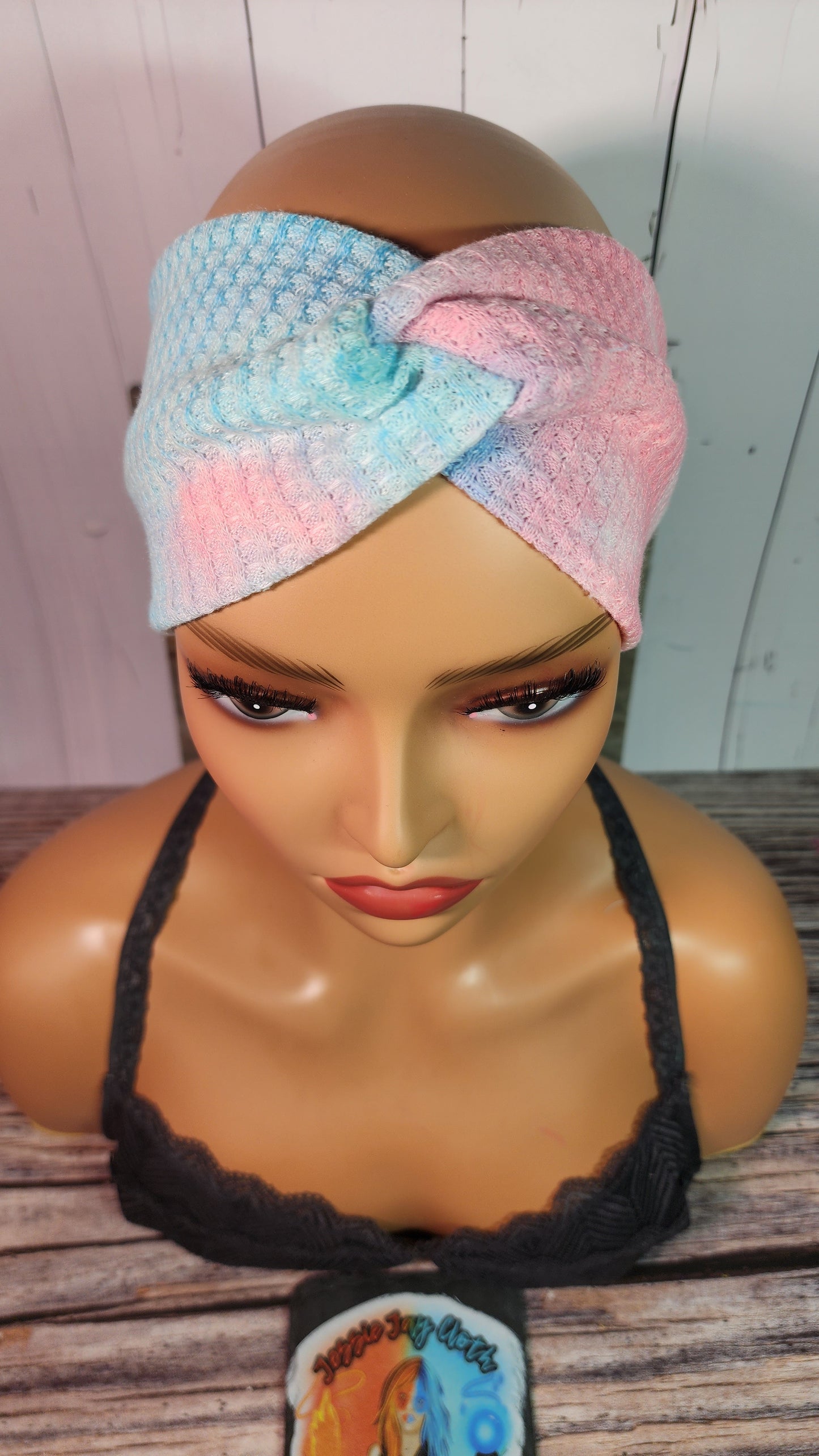 Gender Reveal Baby Tie Dye Waffle Knit | Cotton Candy | Twist Knot Head Band | Custom Turban Head Band | 4 Sizes