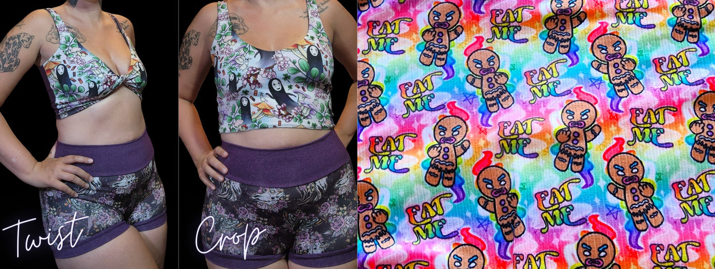 Custom 2-in-1 Crop Top | Eat Me, Gingerbread Man, Tie Dye, Adult Humor