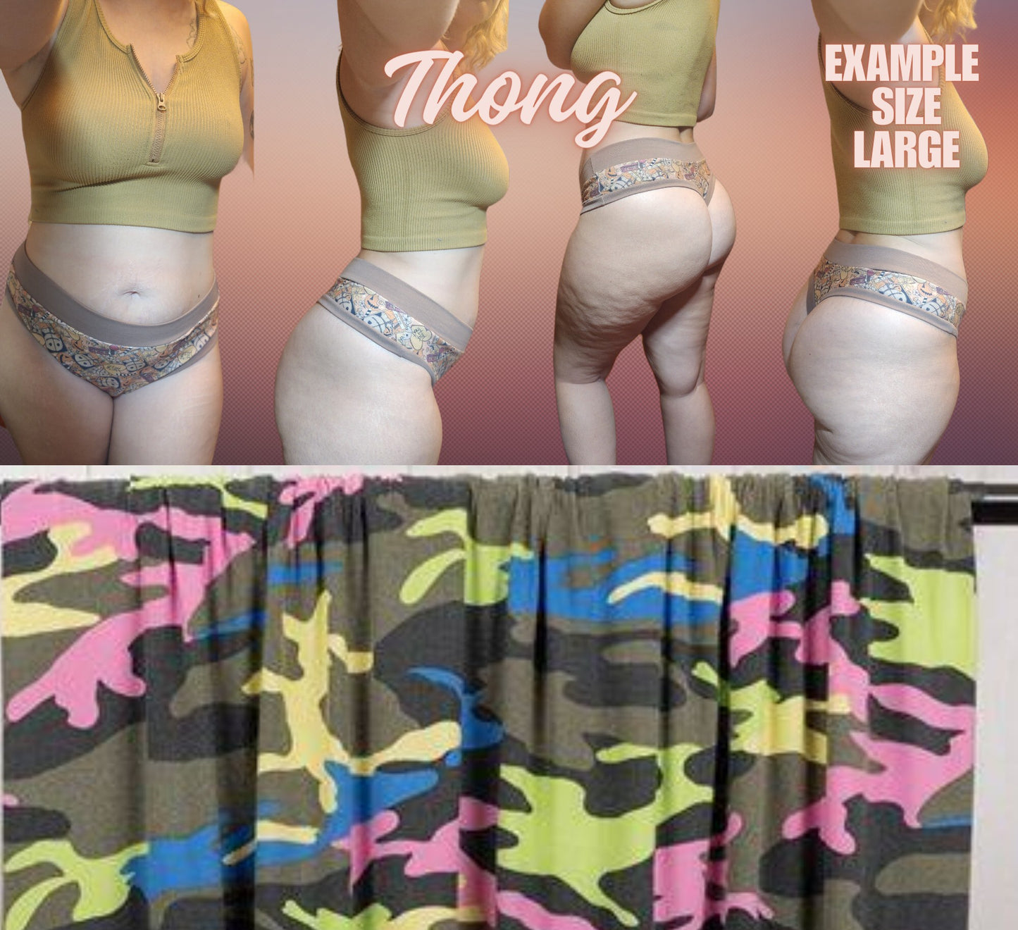 Camo, Tie Dye x6 Prints | Thondlewear, Thongs for every body | Elastic/Knit Bands