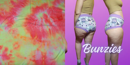 Brushed Neon Yellow, Orange Tie Dye | Bunzies Underwear | Choose Briefs, Booty, or Super Booty