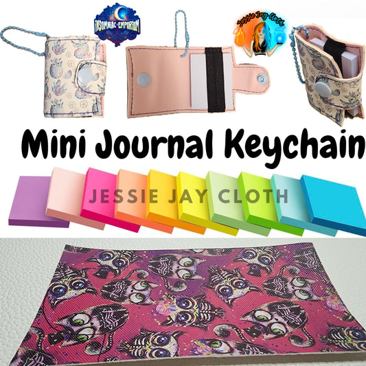 Reusable Mini Journal Keychain + Pen + Cord holder organizer + 50 sticky notes