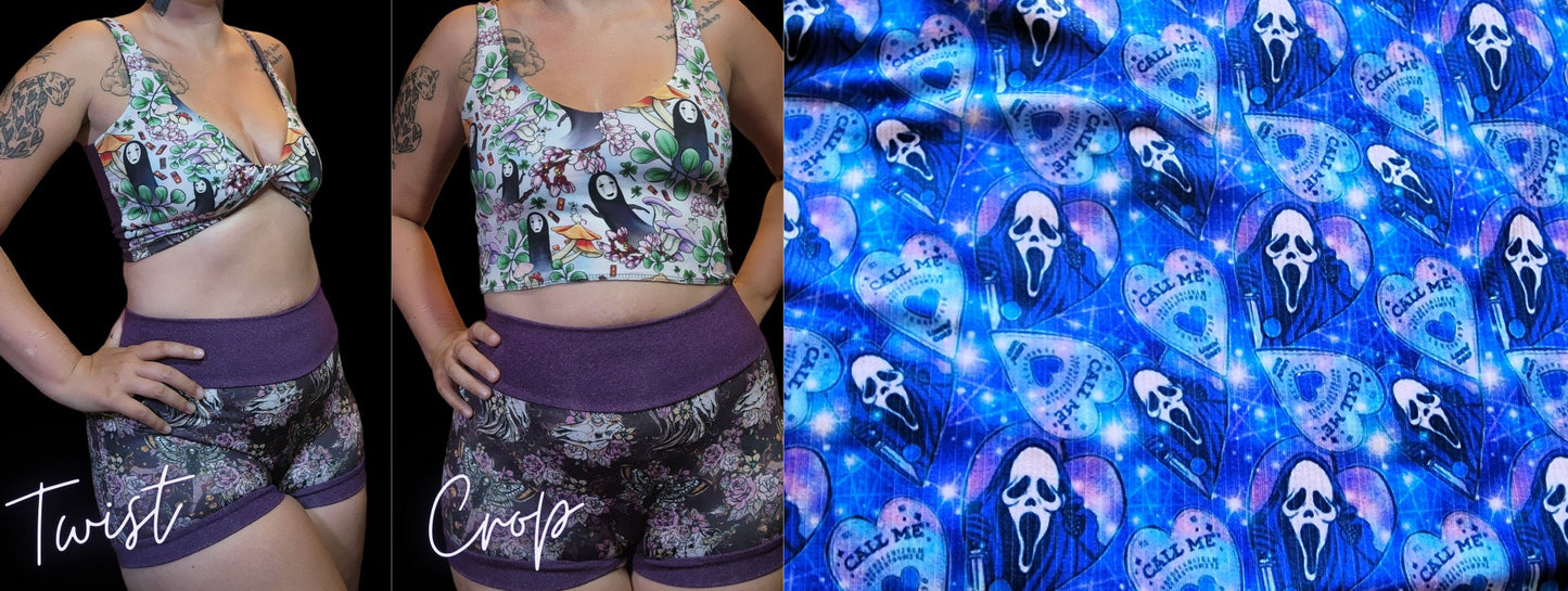 Custom 2-in-1 Crop Top | Galaxy Ghostface, Horror