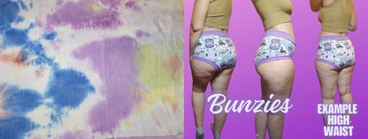 Purple, Peach, Blue Tie Dye | Bunzies Underwear | Choose Briefs, Booty, or Super Booty