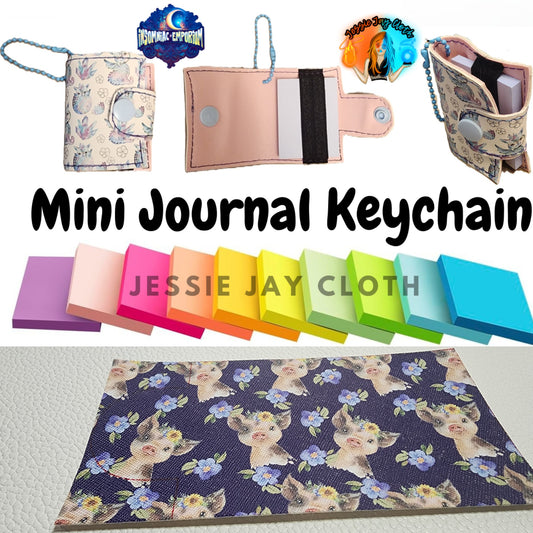 Reusable Mini Journal Keychain + Pen + Cord holder organizer + 50 sticky notes