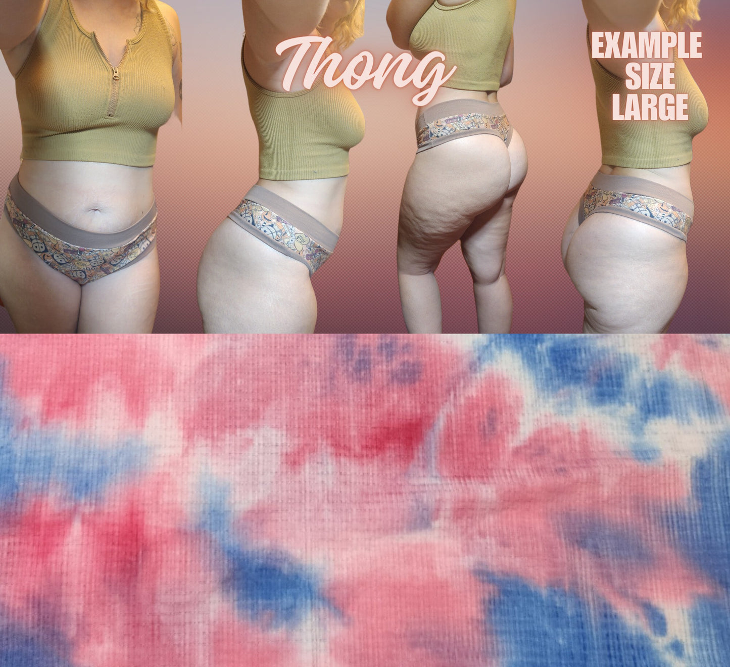 Lips, Tie Dye x6 Prints | Thondlewear, Thongs for every body | Elastic/Knit Bands