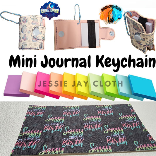 Reusable Mini Journal Keychain + Pen + Cord holder organizer + 50 sticky notes