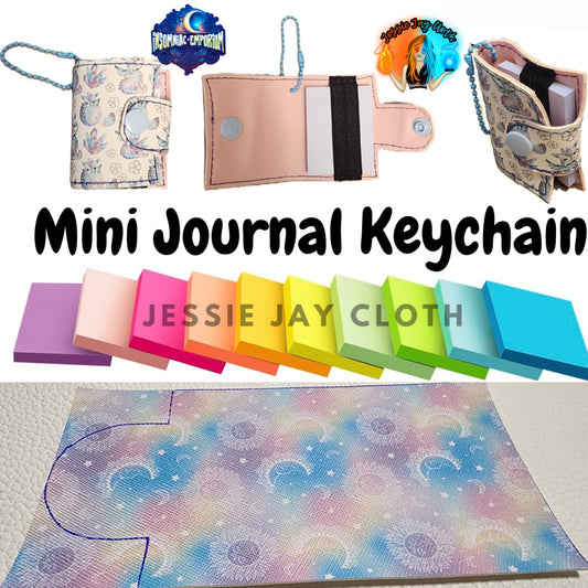 Reusable Mini Journal Keychain + Pen + Cord holder organizer + 50 sticky notes