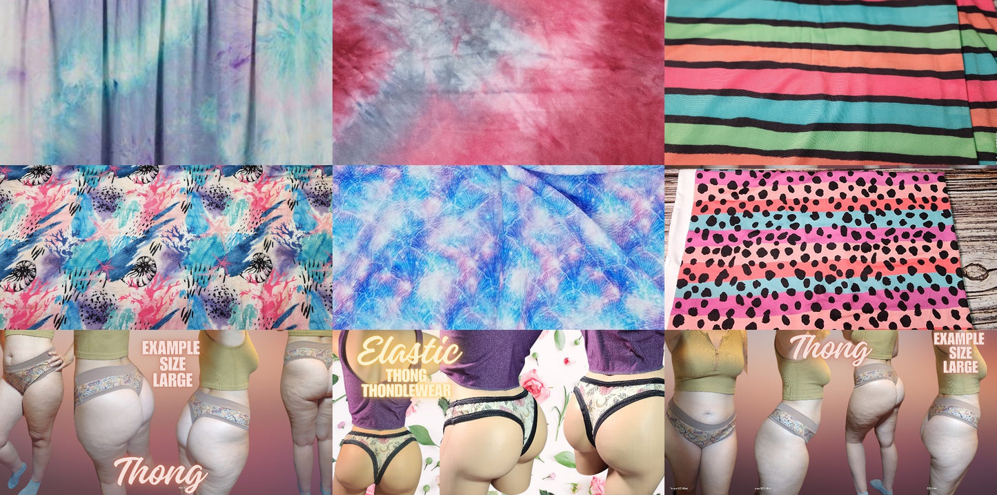 Tie Dye, Lines, Shells, Dots x6 Prints | Thondlewear, Thongs for every body | Elastic/Knit Bands