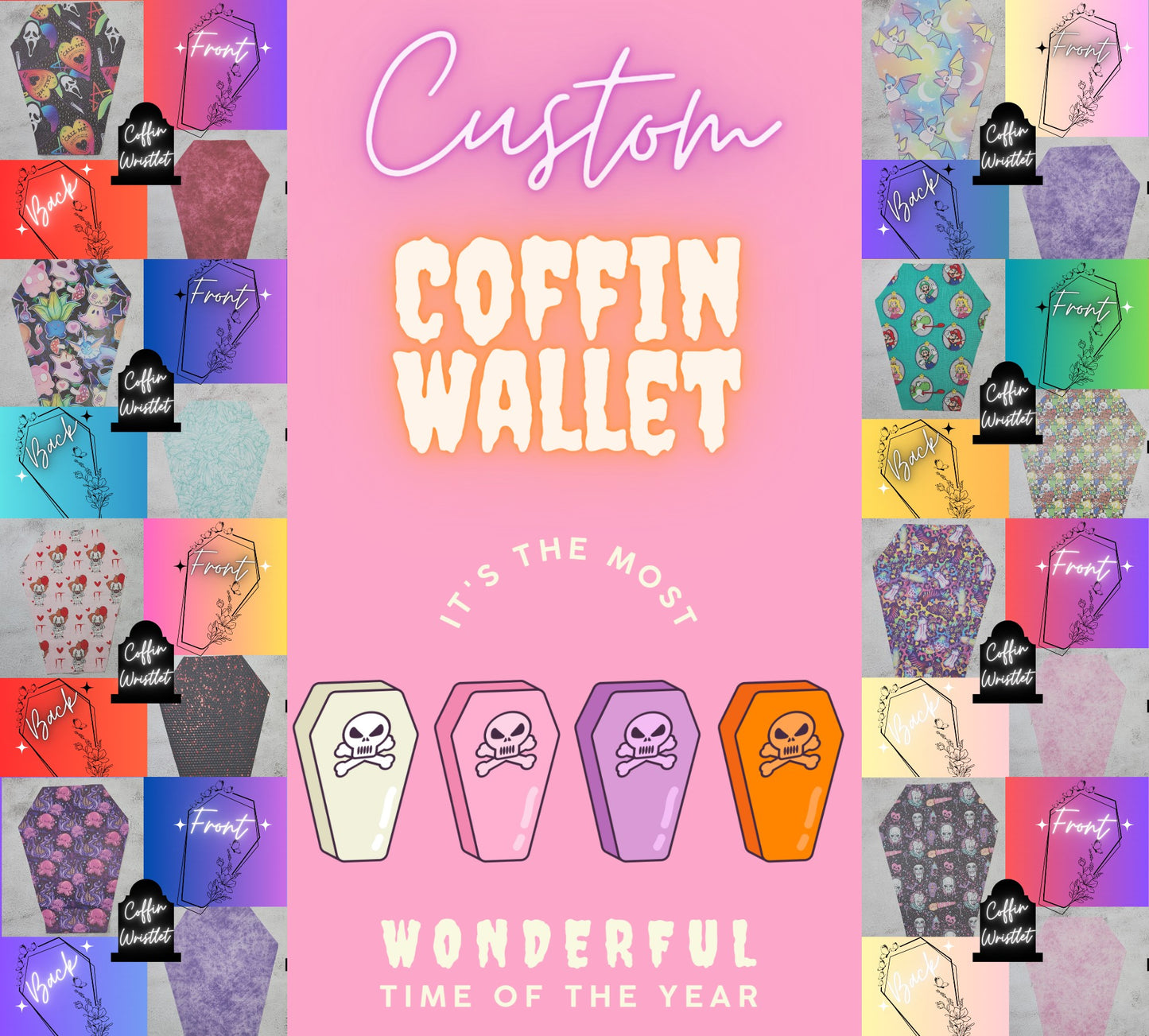 Custom Coffin Wristlet Clutch | Optional Add on's | Wallet, Bag, Pouch,