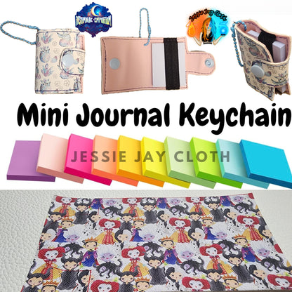 Reusable Mini Journal Keychain + Pen + Cord holder organizer + 50 sticky notes