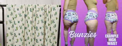 Ivory, Green Cactus | Bunzies Underwear | Choose Briefs, Booty, or Super Booty