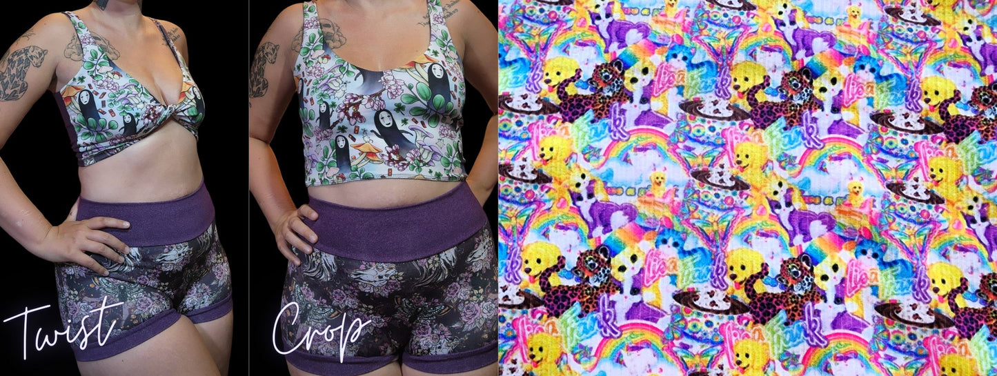 Custom 2-in-1 Crop Top | LF Rainbow, Puppy, Cat, Tiger Ice cream,, Bright