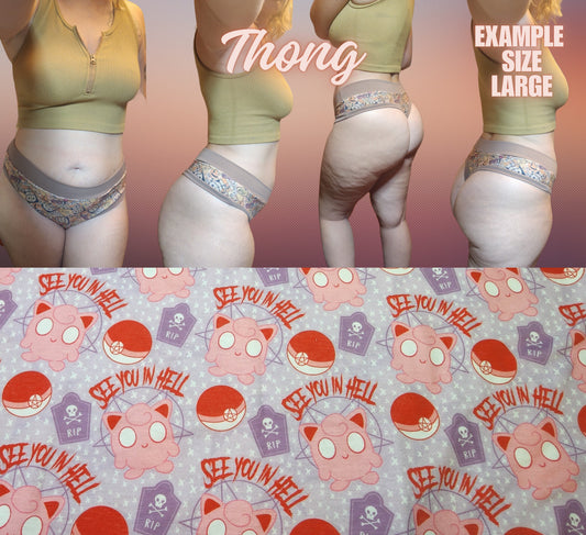 Jiggly, See you in hell,, Gotta Catch Em All | Thondlewear Thong | Elastic or Knit Bands