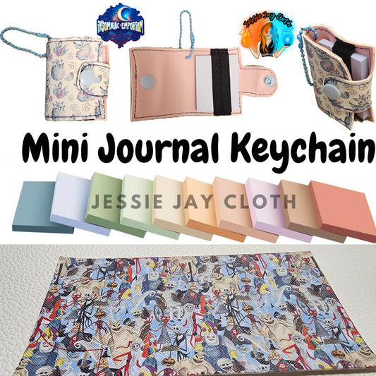 Reusable Mini Journal Keychain + Pen + Cord holder organizer + 50 sticky notes