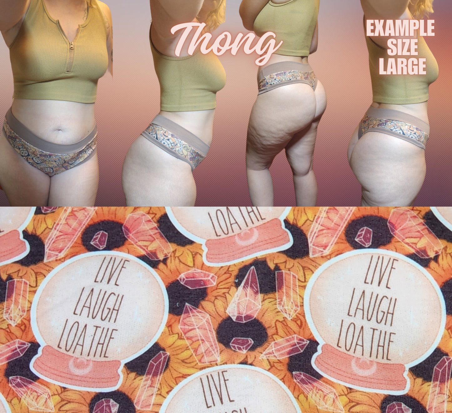 Crystal Ball, Live, Laugh, Loathe, Basic Witch | Thondlewear Thong | Elastic or Knit Bands