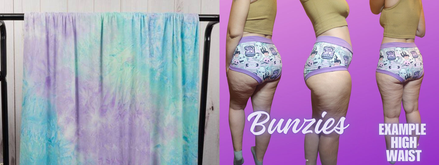 Baby Blue, Teal, Purple Tie-Dye | Bunzies Underwear | Choose Briefs, Booty, or Super Booty