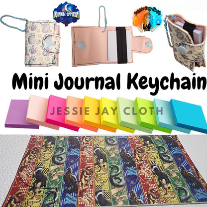 Reusable Mini Journal Keychain + Pen + Cord holder organizer + 50 sticky notes