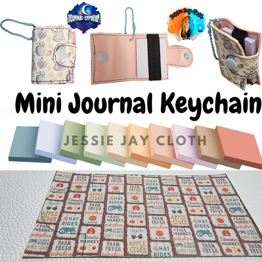 Reusable Mini Journal Keychain + Pen + Cord holder organizer + 50 sticky notes