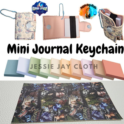 Reusable Mini Journal Keychain + Pen + Cord holder organizer + 50 sticky notes