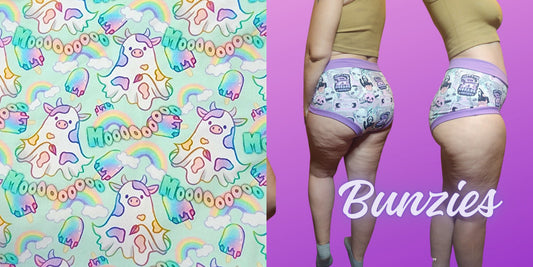 Rainbow Pastel Boo Cow, Ice Cream | Bunzies Underwear | Choose Briefs, Booty, or Super Booty | High & Low Waist
