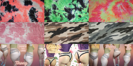 Camo, Tie Dye x6 Prints | Thondlewear, Thongs for every body | Elastic/Knit Bands