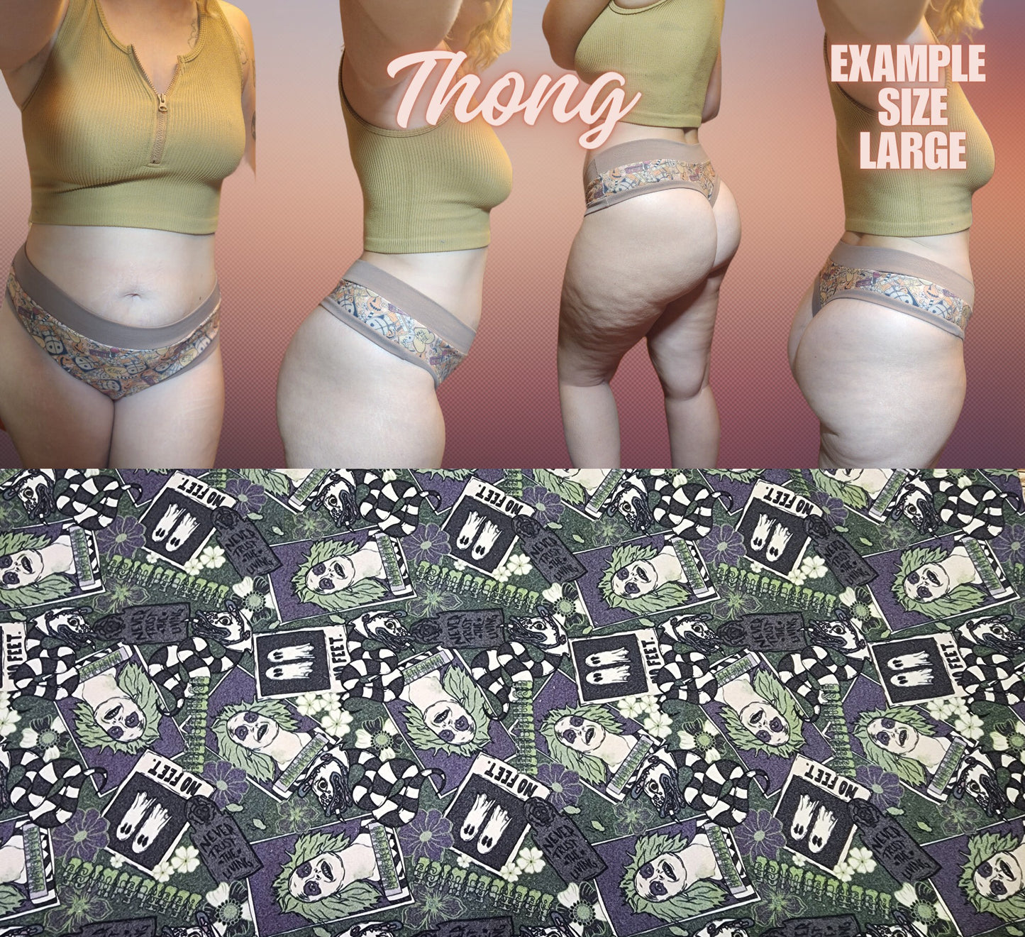 Muted Horror x6 Prints | Thondlewear, Thongs for every body | Elastic or Knit Bands