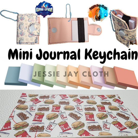 Reusable Mini Journal Keychain + Pen + Cord holder organizer + 50 sticky notes