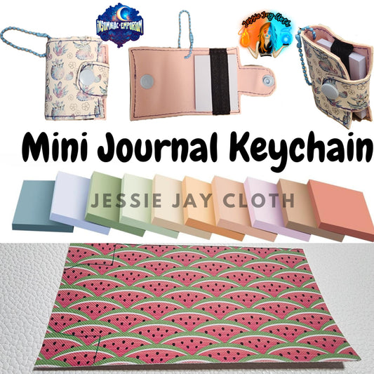 Reusable Mini Journal Keychain + Pen + Cord holder organizer + 50 sticky notes