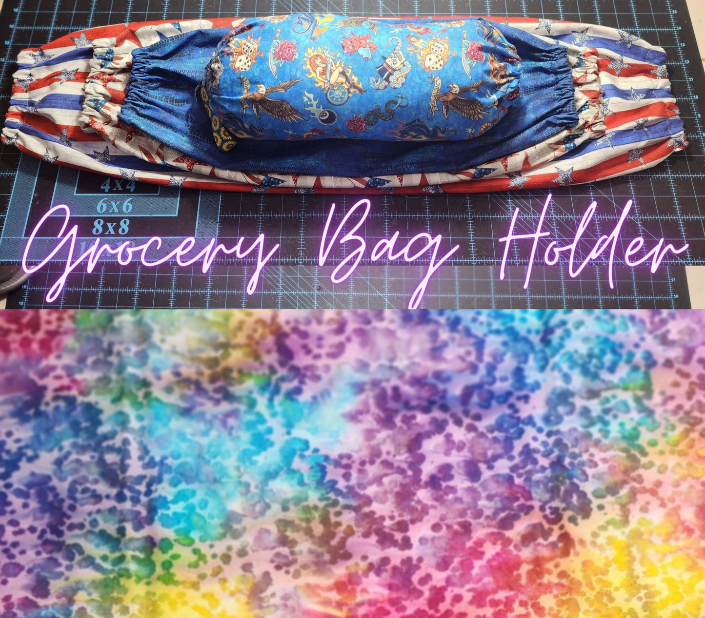 Water Drop - Watercolor Tie Dye, MEDIUM Grocery Bag Holder | Pre-cut just needs sewn together