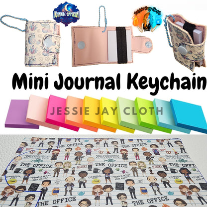 Reusable Mini Journal Keychain + Pen + Cord holder organizer + 50 sticky notes